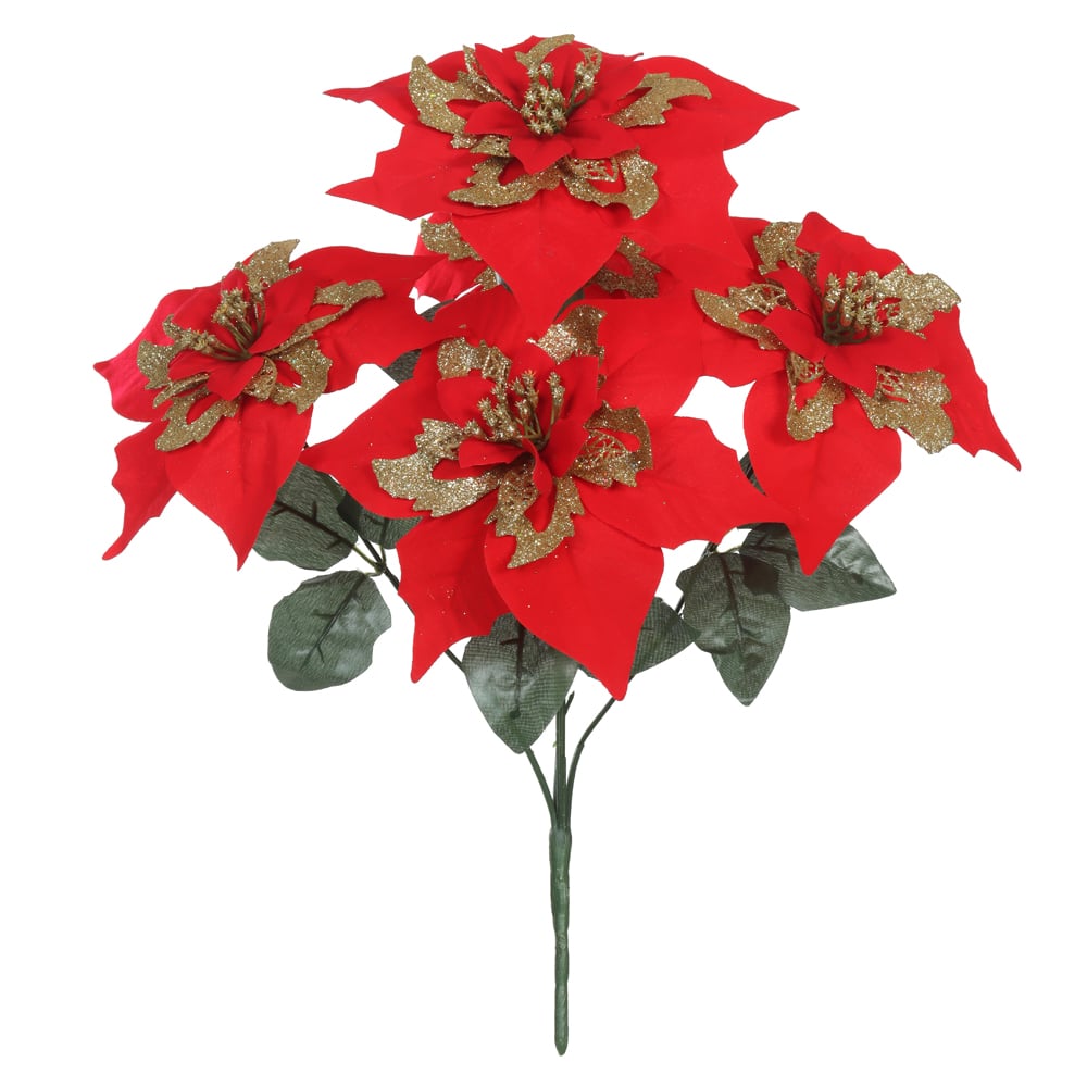 H.BICO DE PAPAGAIO NATAL AVELUDADO X5 (VERMELHO GLITTER DOURADO) 45cm 24d