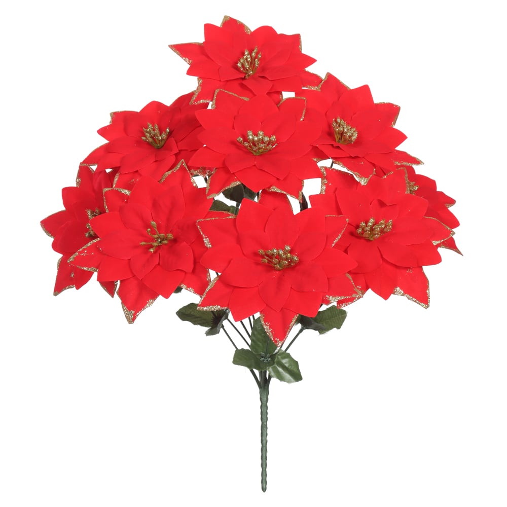 H.BICO DE PAPAGAIO AVELUDADO NATAL X10 (VERMELHO GLITTER DOURADO) 40cm 15d