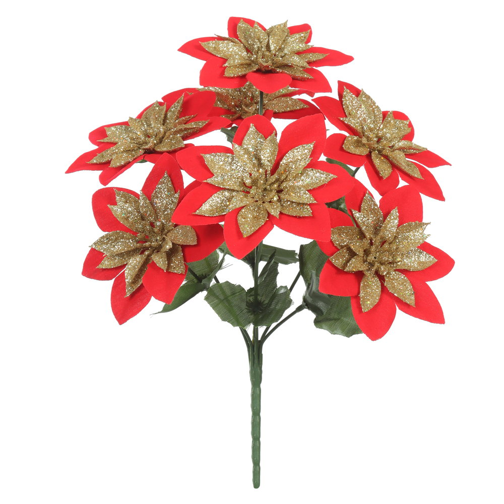 H.BICO DE PAPAGAIO AVELUDADO NATAL X7 (VERMELHO GLITTER DOURADO) 30cm 10d