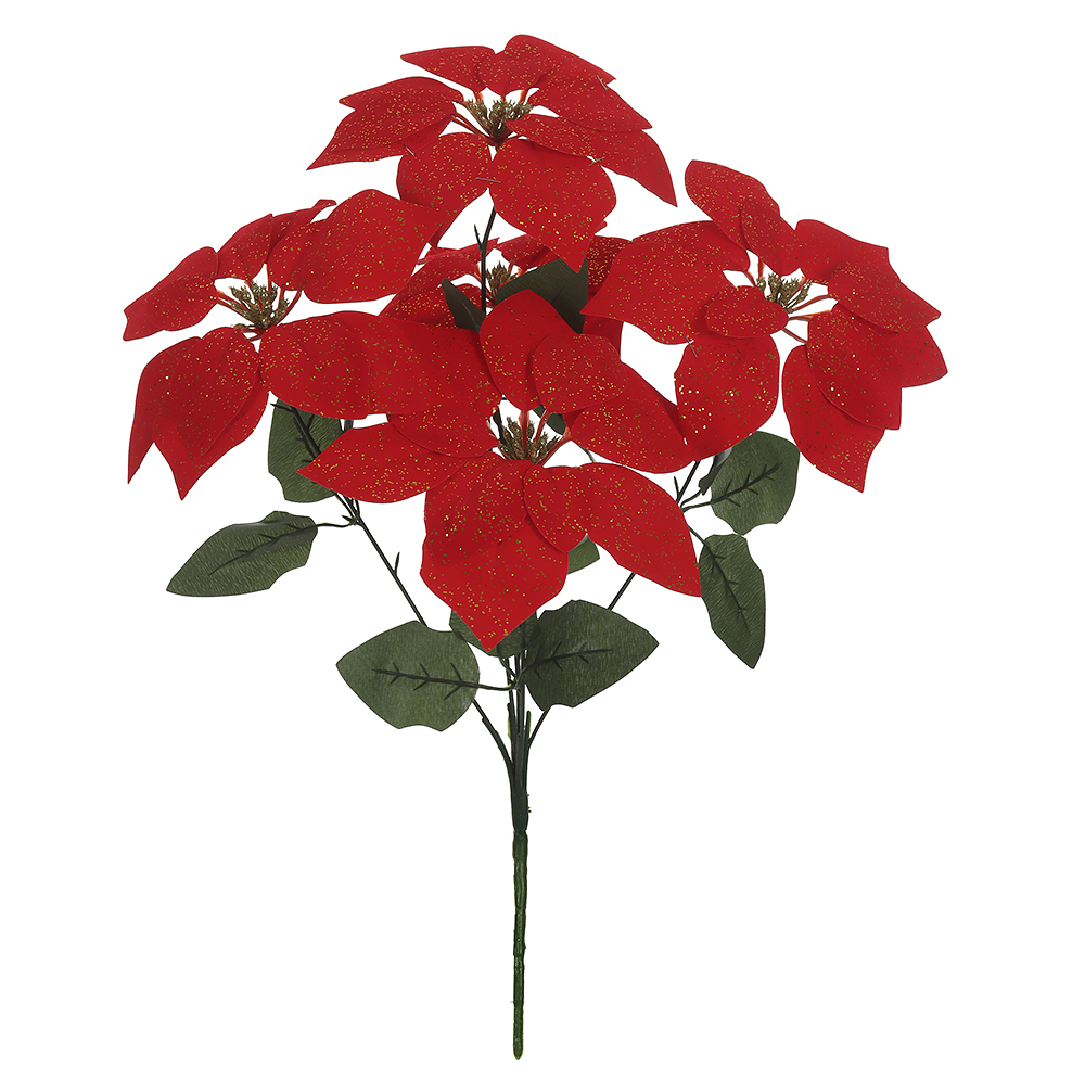 H.BICO DE PAPAGAIO AVELUDADO NATAL X5 (VERMELHO GLITTER DOURADO) 45cm 21d