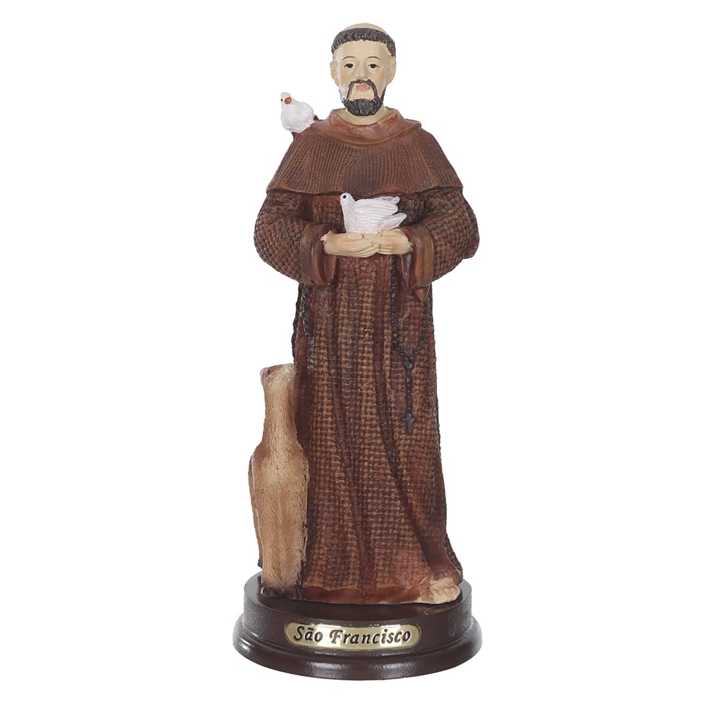 RESINA RELIGIOSA SAO FRANCISCO DE ASSIS (BEGE) 14X6cm