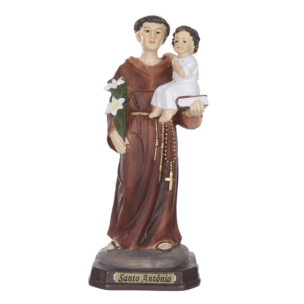 RESINA RELIGIOSA SANTO ANTONIO. (BEGE) 13,5X6cm