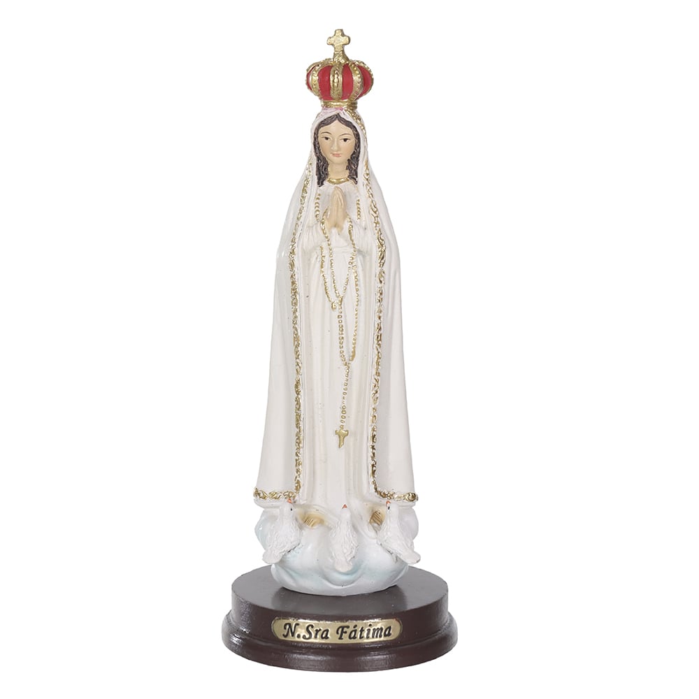 RESINA RELIGIOSA N.SRA DE FATIMA (DOURADO) 14X5,5cm