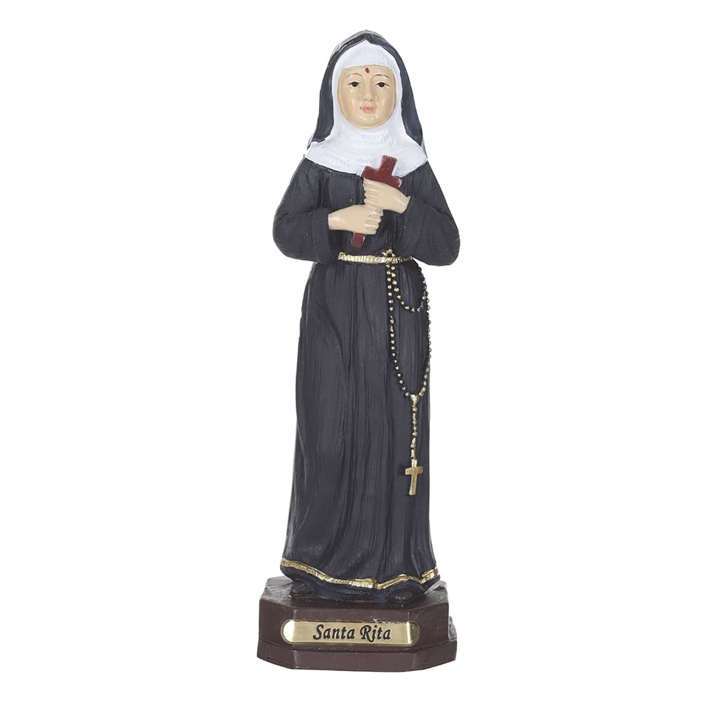 RESINA RELIGIOSA SANTA RITA (PRETO DOURADO) 13,5X5,5cm