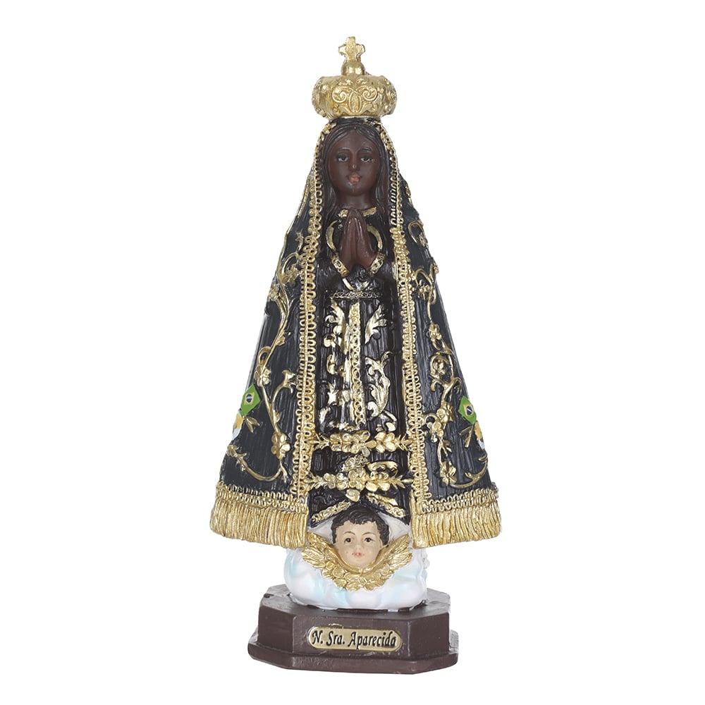 RESINA RELIGIOSA N.SRA.APARECIDA (AZUL DOURADO) 12,5X4,5cm