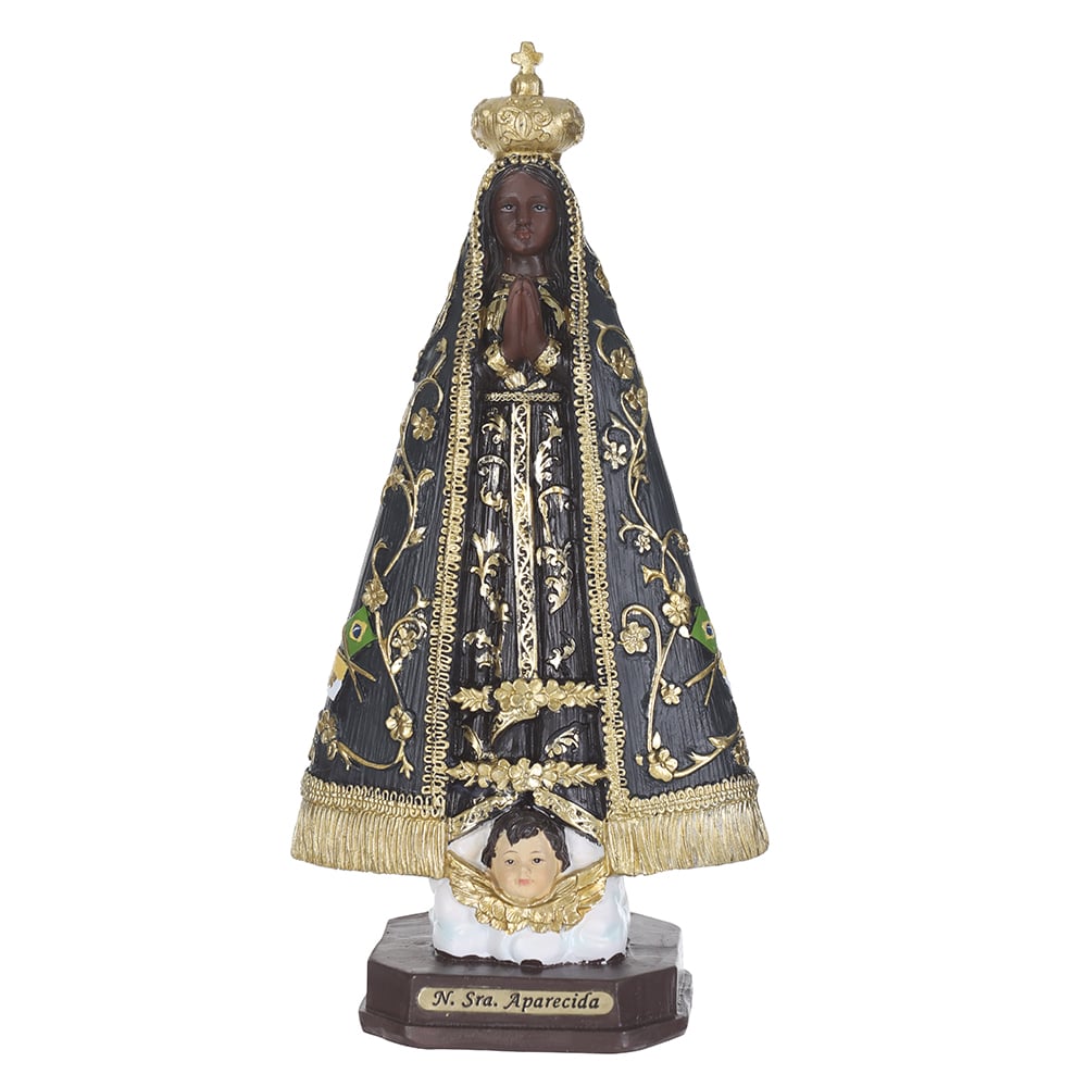RESINA RELIGIOSA N.SRA.APARECIDA (AZUL DOURADO) 20,5X10cm