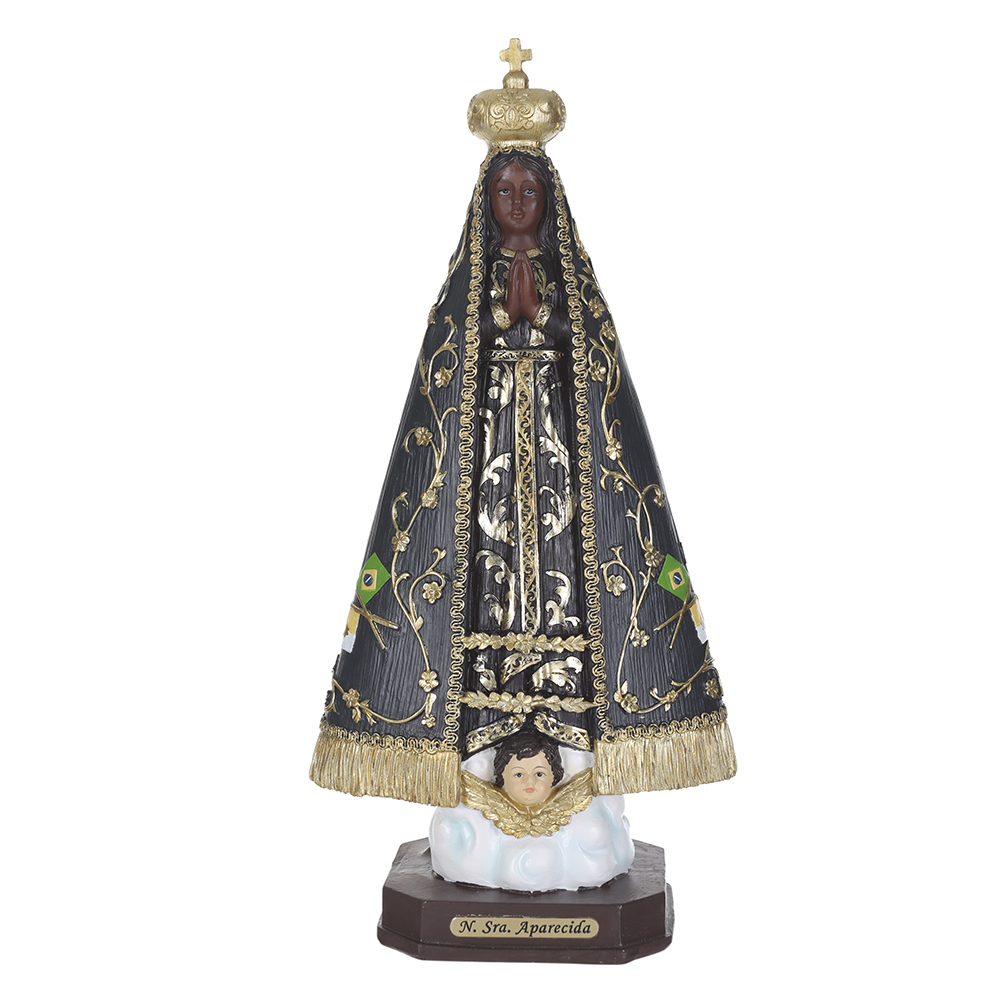 RESINA RELIGIOSA N.SRA.APARECIDA (AZUL DOURADO) 30X14cm