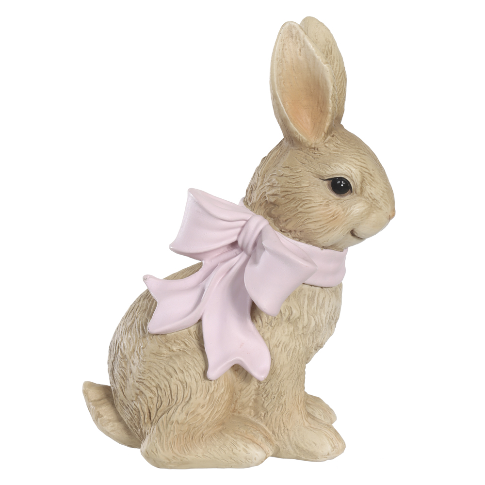 RESINA DECORATIVA COELHO LACO MORANGO (ROSA) 13,3X8,7X18,7cm
