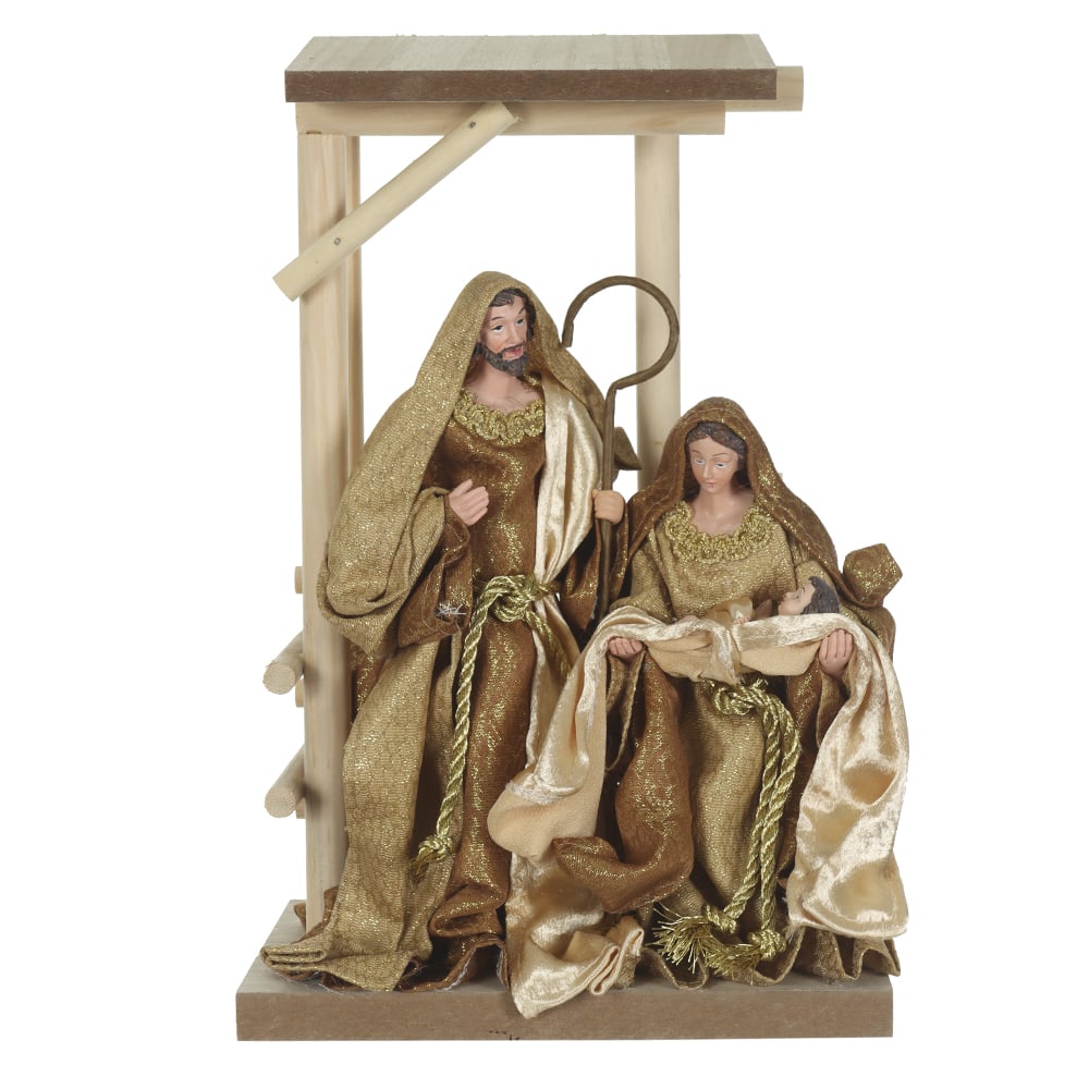 RESINA SACRA NATAL SAGRADA FAMILIA (BEGE) 32X20cm