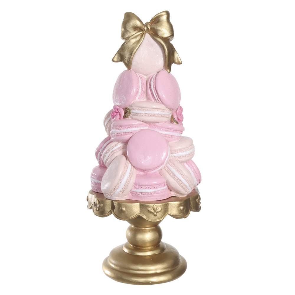 RESINA DECORATIVA ARVORE MACARON (ROSA) 12,3X12,5X28,5cm