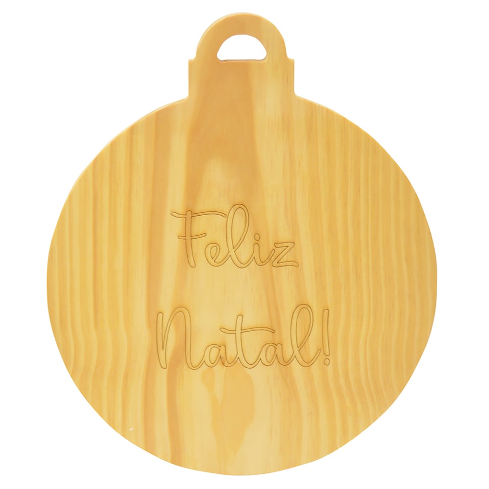 TABUA MADEIRA BOLA NATAL (NATURAL) 33X28CM