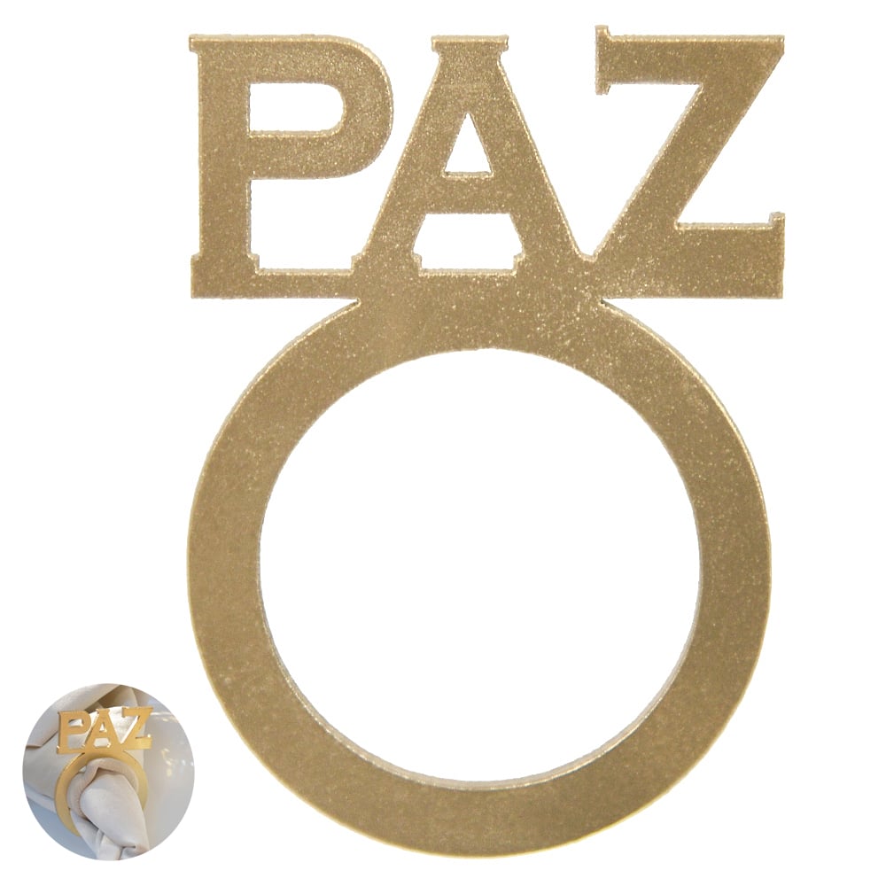 PORTA GUARDANAPO MDF PAZ C/ 4 UND (DOURADO) 7X5CM