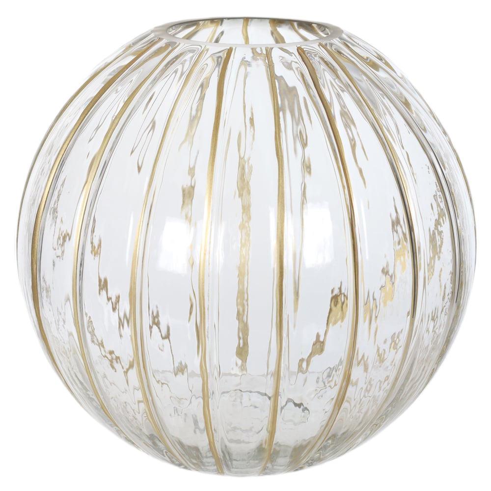 VASO DECORATIVO VIDRO ESFERA (TRANSPARENTE DOURADO) 17cm 18d