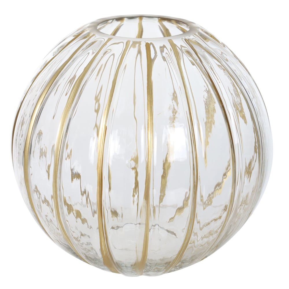 VASO DECORATIVO VIDRO ESFERA (TRANSPARENTE DOURADO) 13,5cm 15d