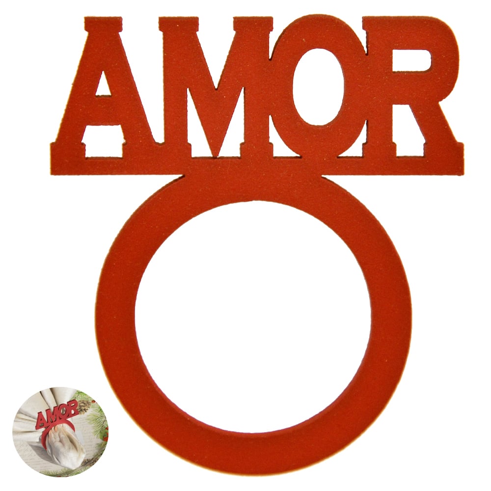 PORTA GUARDANAPO MDF AMOR C/ 4 UND (VERMELHO) 7X5CM