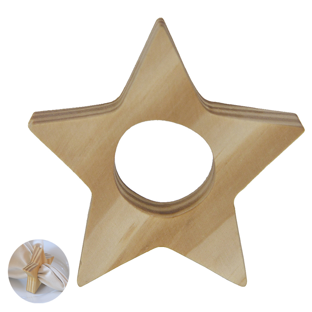 PORTA GUARDANAPO MADEIRA ESTRELA (NATURAL) 8X8CM