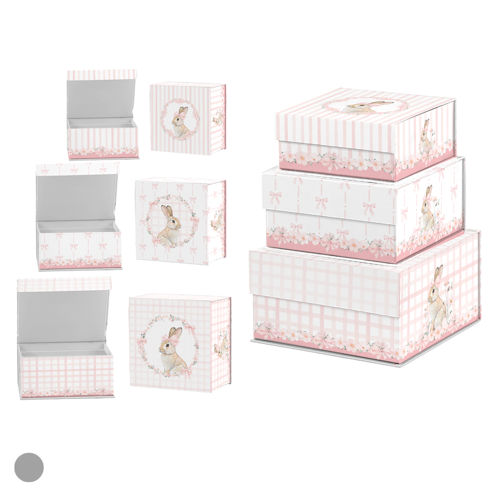 CAIXA KIT PAPEL CANDY C/3 UND (ROSA) 19,8X19,8X11cm