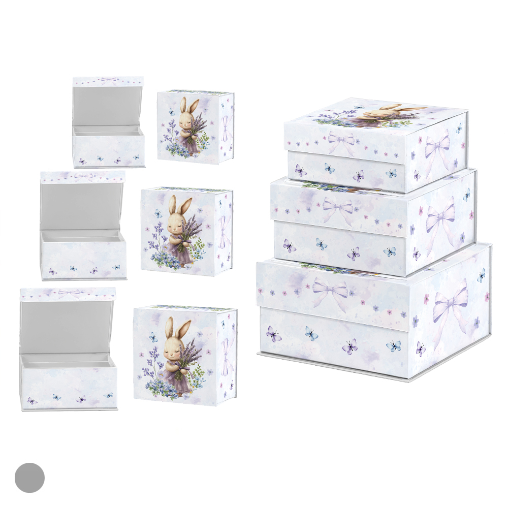 CAIXA KIT PAPEL PROVENCAL C/3 UND (LILAS) 19,8X19,8X11cm