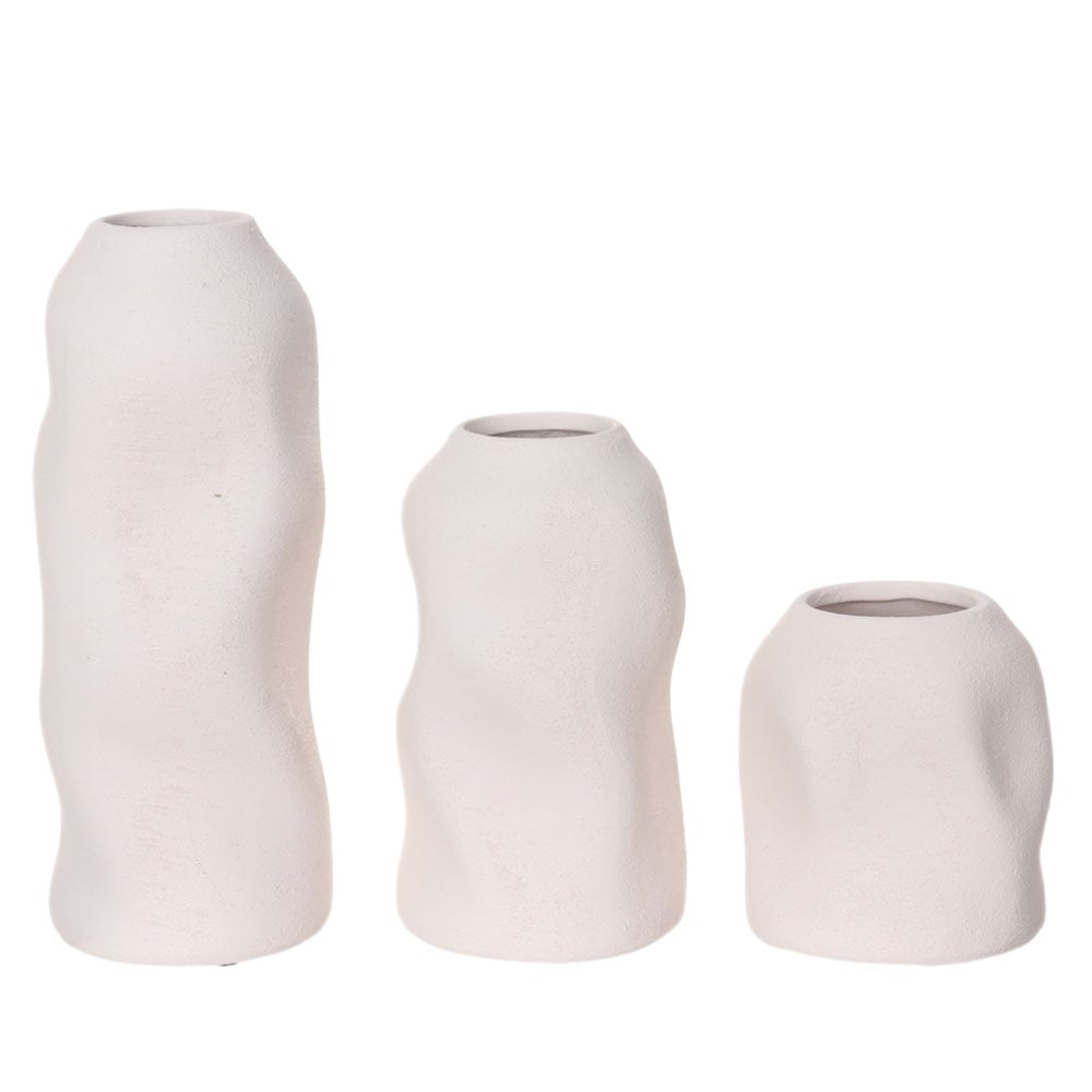 KIT VASOS DECOR CERAMICA ORGANICO C/3 BRANCO (BRANCO) 24cm 9,5d