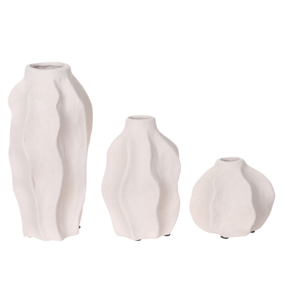 KIT VASOS DECOR CERAMICA ORGANICO C/3 BRANCO (BRANCO) 22cm 10,5d