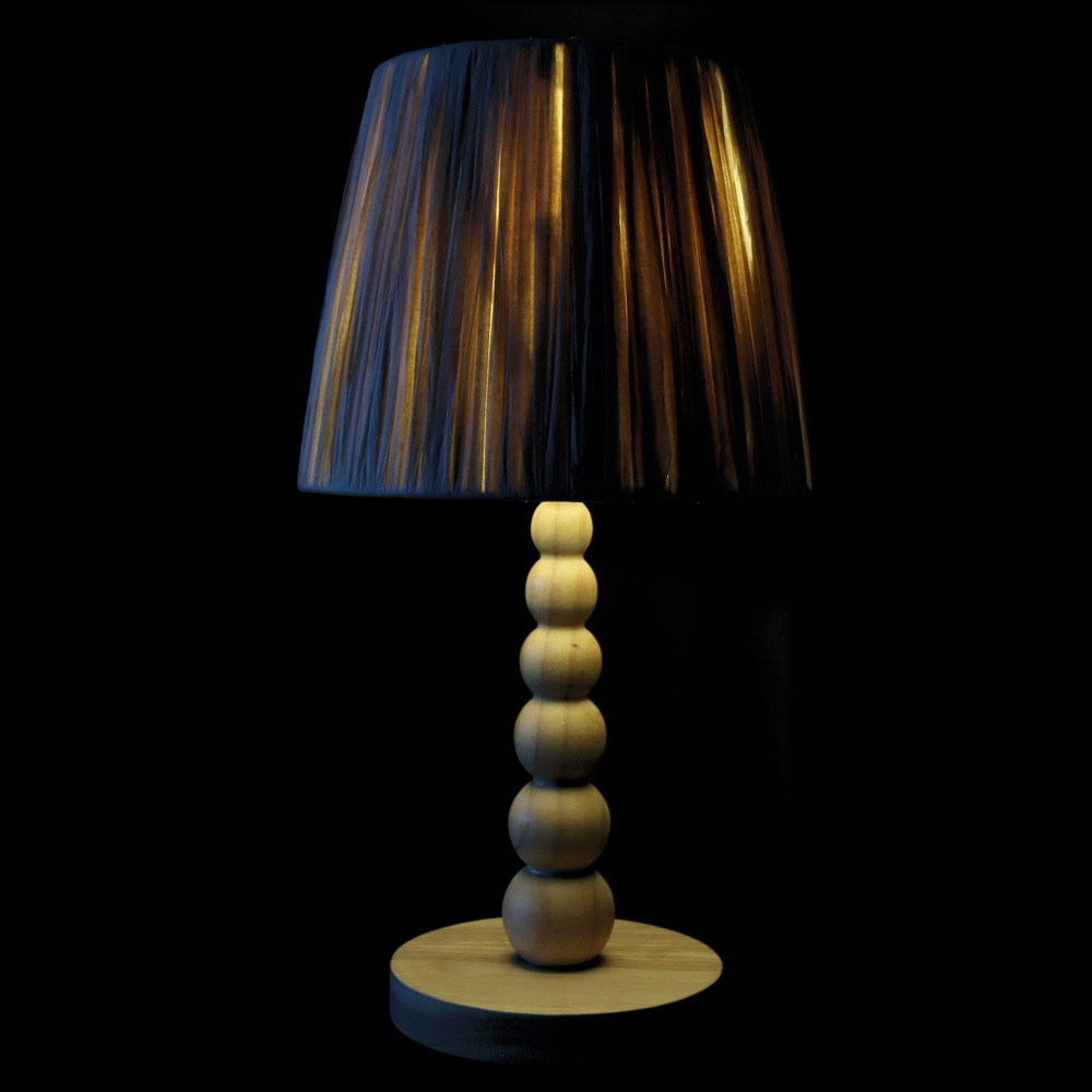 ABAJUR DECORATIVO MADEIRA BALLS BIVOLT (BEGE) 45cm 25d