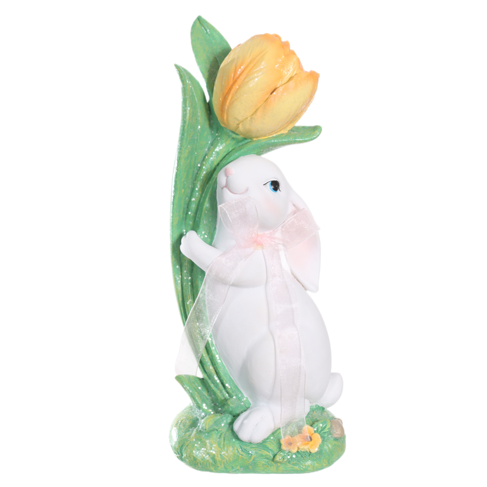 RESINA DECORATIVA COELHO TULIPA VIBRANTE (AMARELO) 10,5X8,2X26cm