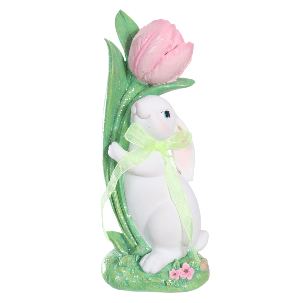 RESINA DECORATIVA COELHO TULIPA VIBRANTE (ROSA) 10,7X10X23,5cm