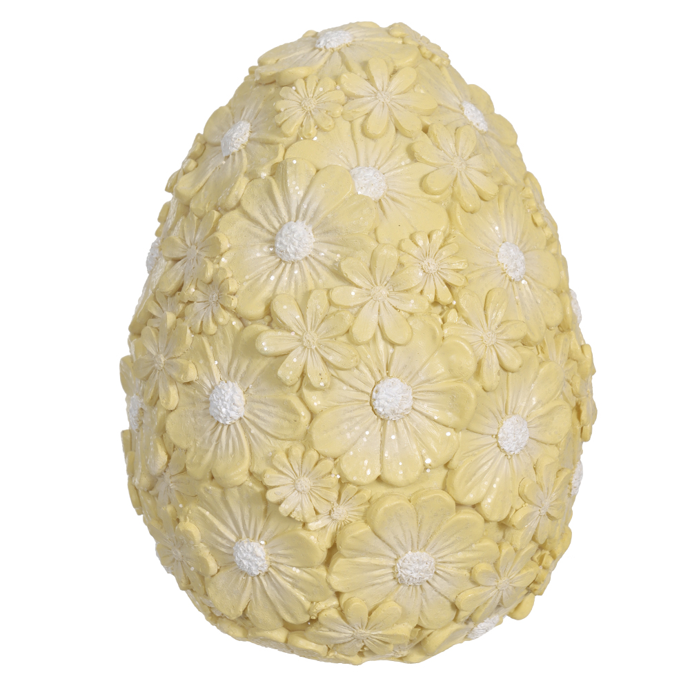 RESINA DECORATIVA OVO FLORES VIBRANTE (AMARELO) 12,2X12,5X15cm