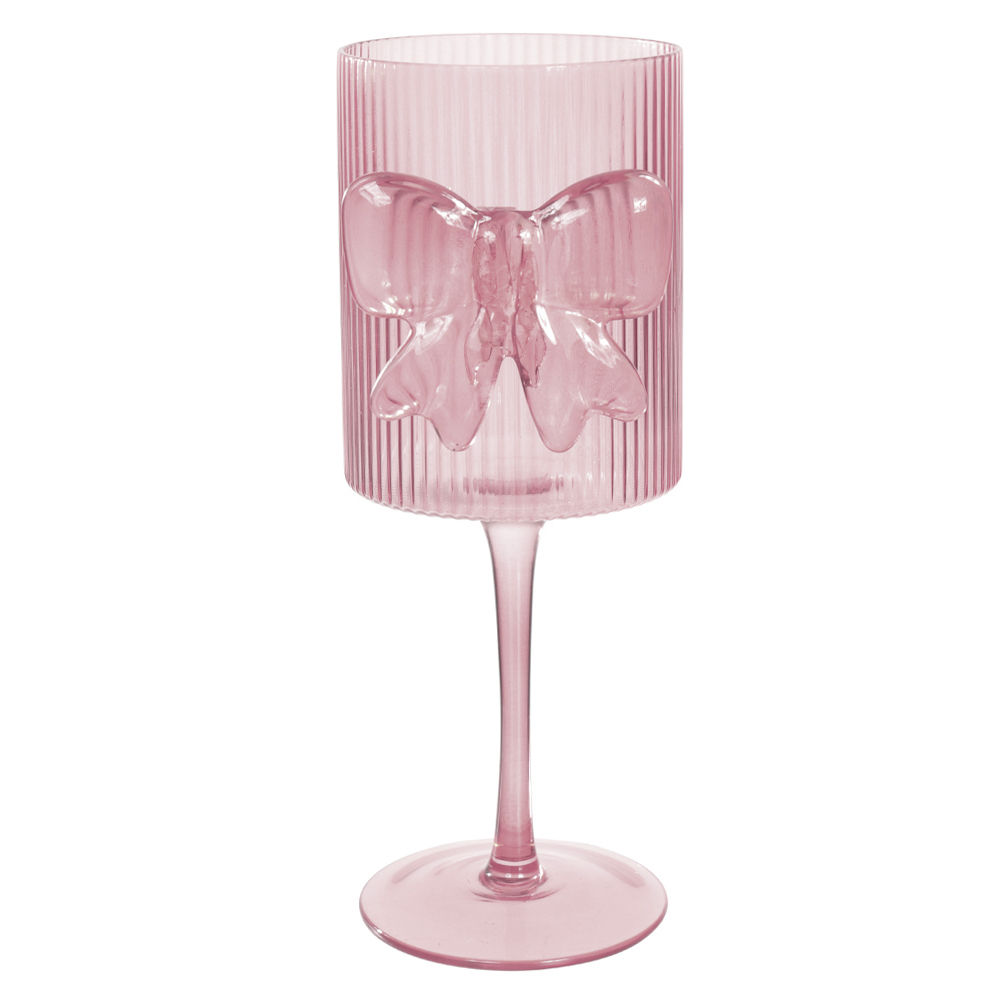 TACA VIDRO LACO 450ML CANDY VIBRANTE (ROSA) 8X21X8,7cm