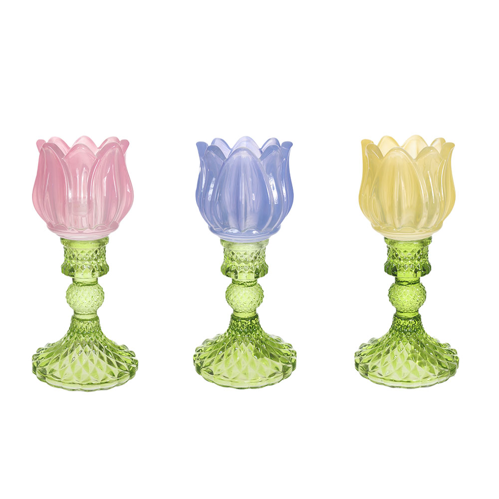 CASTICAL VIDRO TULIPA CANDY VIBRANTE C/3 UND (COLORIDO) 8X17cm