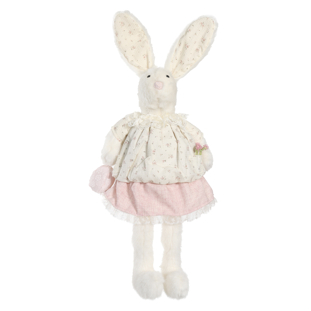 BONECA DECORATIVO COELHA RUSTICO (ROSA) 56X25X17cm