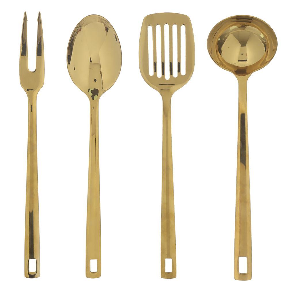 KIT TALHER SERVIR ACO INOX C/4 PCS PETRA (DOURADO)