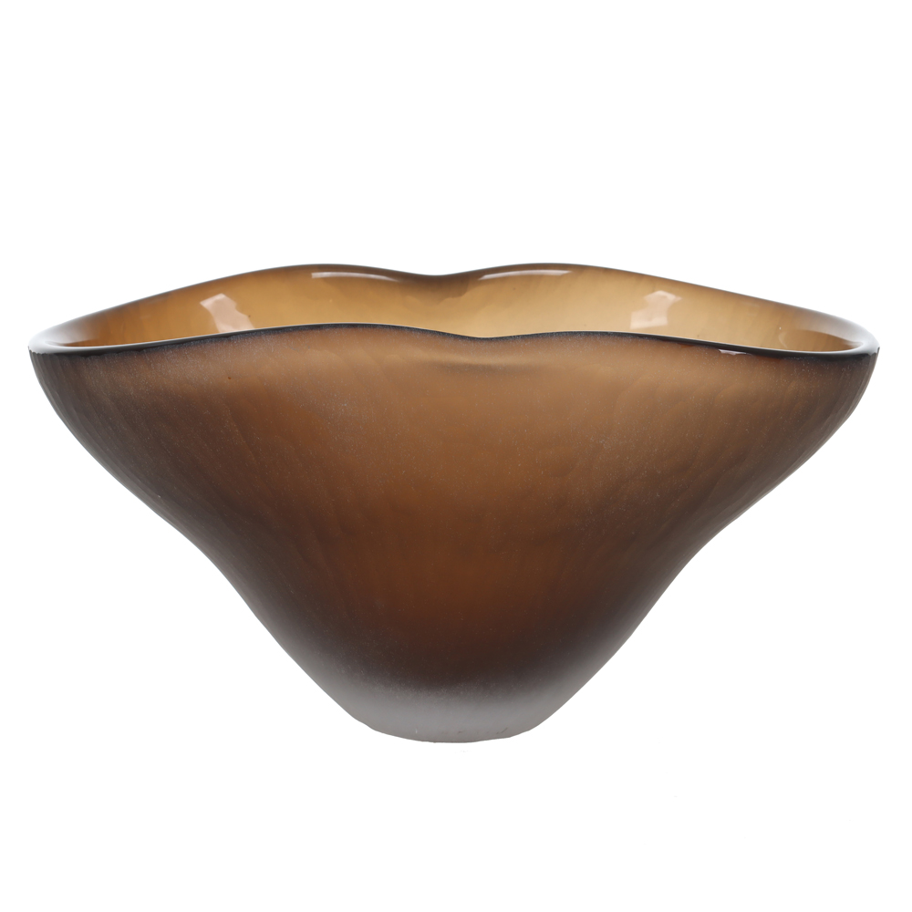 CENTRO DE MESA VIDRO ORGANICO (MARROM) 18X30X22cm