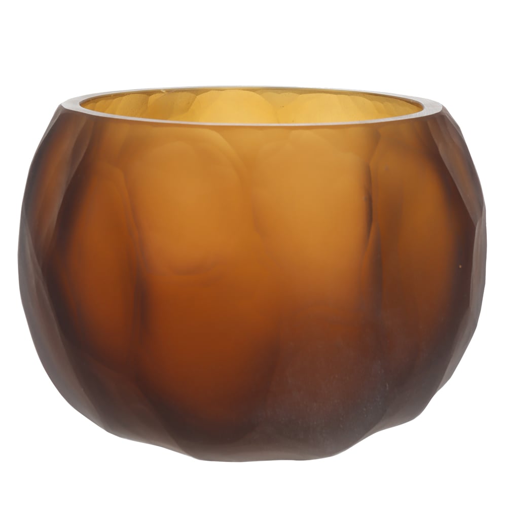 CACHEPOT DECORATIVO VIDRO TEXTURADO (MARROM) 12,5cm 18d