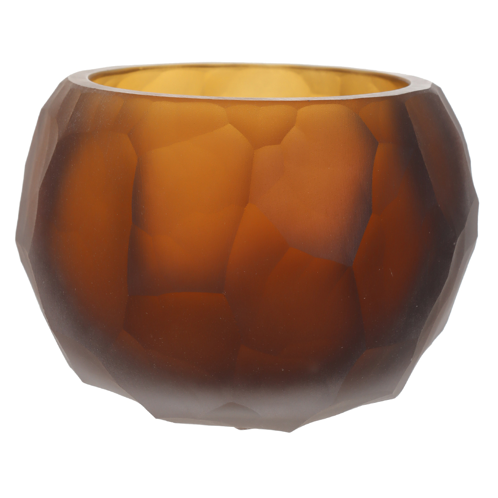 CACHEPOT DECORATIVO VIDRO TEXTURADO (MARROM) 9,5cm 13d