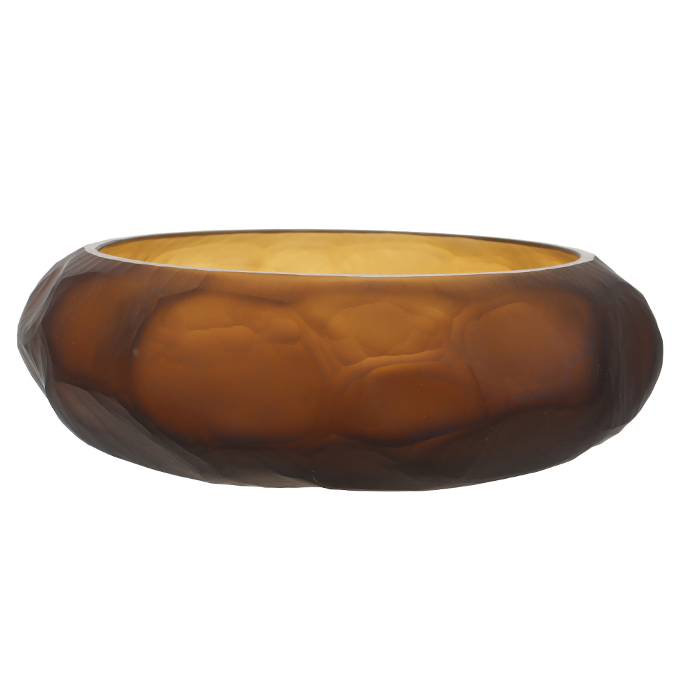 CENTRO DE MESA VIDRO TEXTURADO (MARROM) 11cm 33d