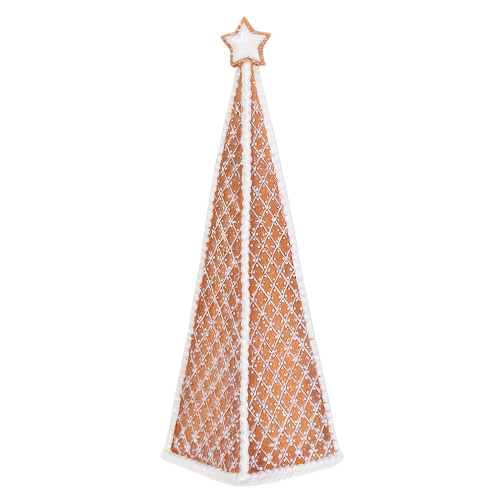 RESINA NATAL ARVORE GINGER (BEGE BRANCO) 22,5X7cm