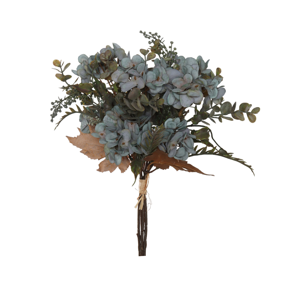 B.HORTENSIA RAMALHETE C/FITA X4 (AZUL OUTONO) 37cm