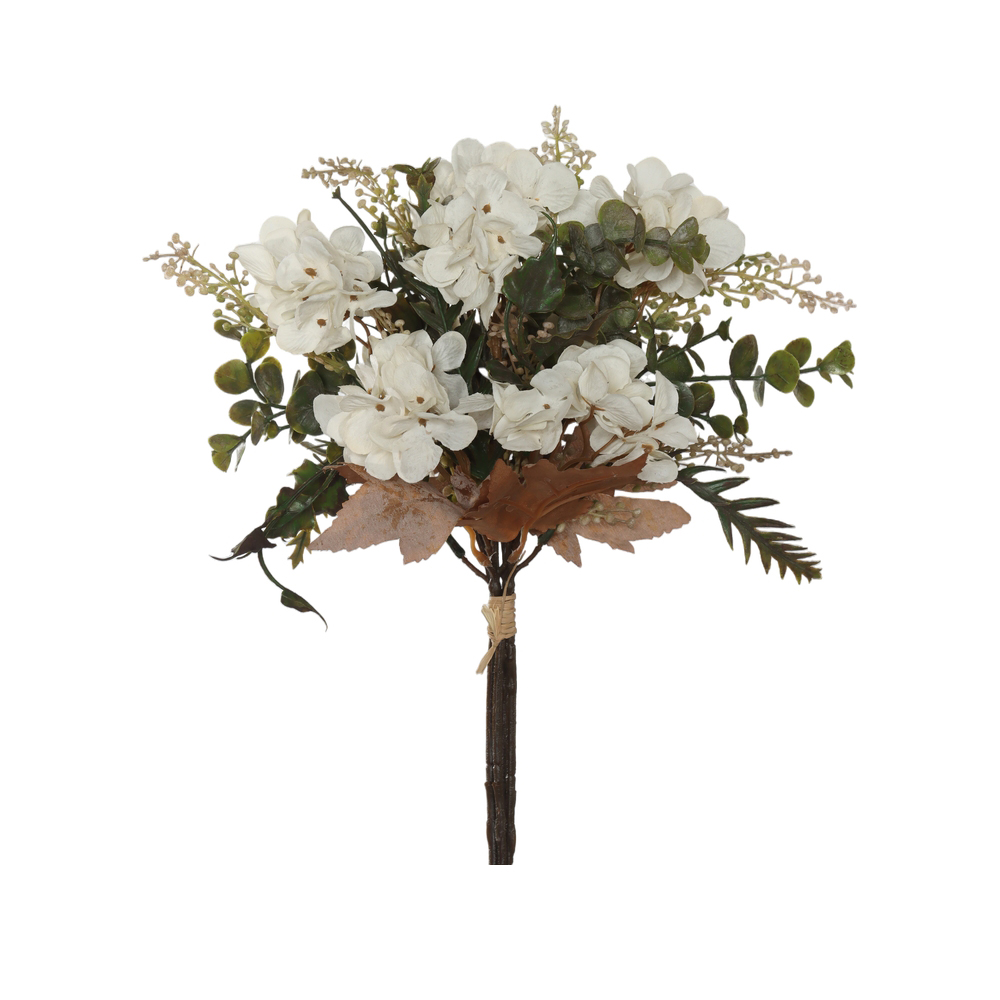 B.HORTENSIA RAMALHETE C/FITA X4 (BRANCO OUTONO) 37cm