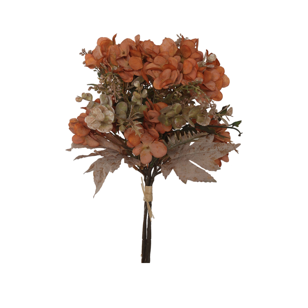 B.HORTENSIA RAMALHETE C/FITA X4 (LARANJA OUTONO) 37cm