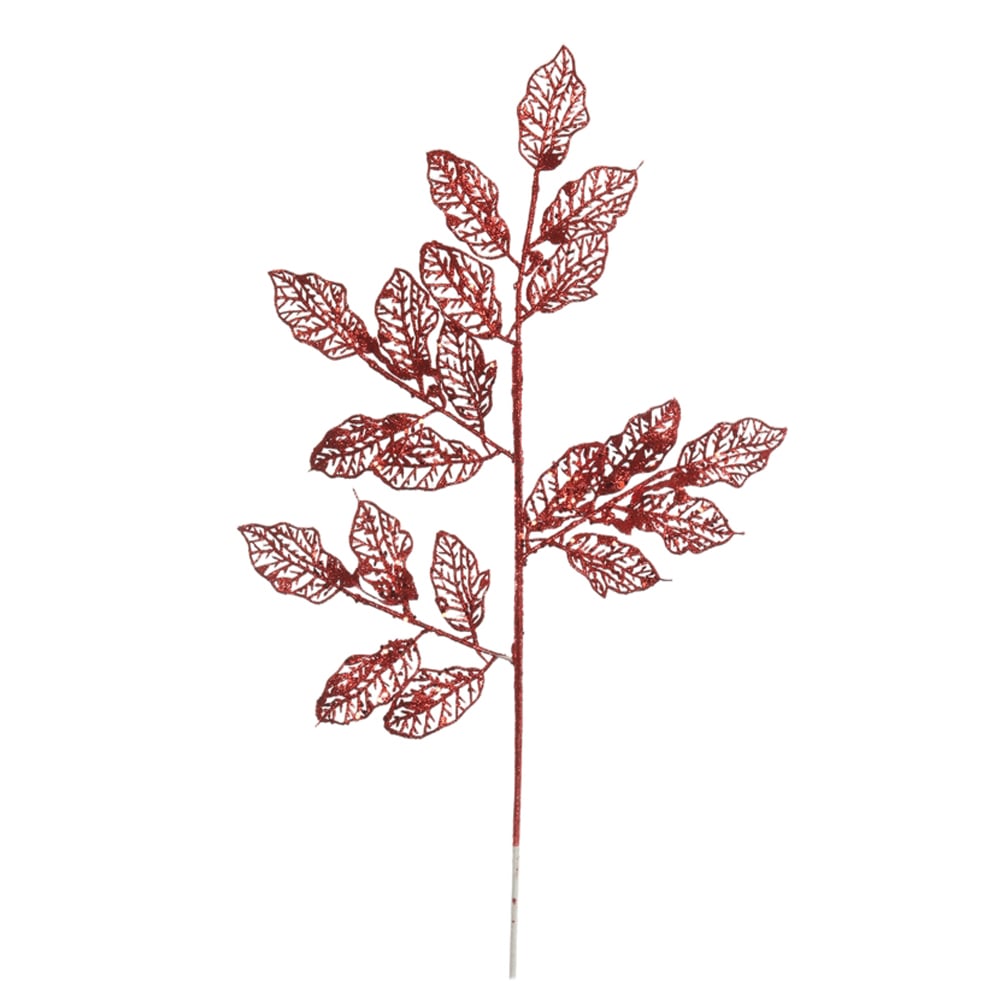 C.FOLHA NATAL C/GLITTER (VERMELHO) 69cm
