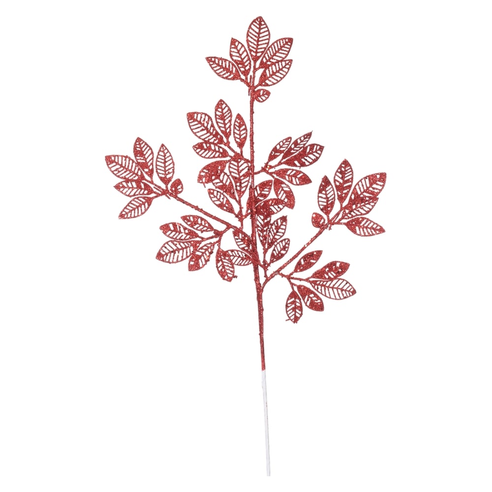 C.FOLHA NATAL C/GLITTER (VERMELHO) 72cm