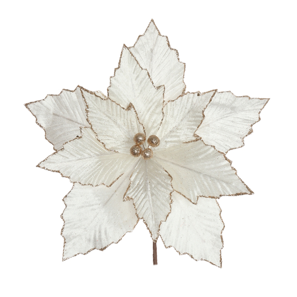 H.BICO DE PAPAGAIO NATAL AVELUDADO (OFF WHITE GLITTER CHAMPANHE) 25cm 28d 11P