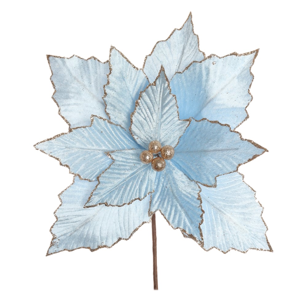 H.BICO DE PAPAGAIO NATAL AVELUDADO (AZUL CLARO GLITTER CHAMPANHE) 25cm 28d 11P