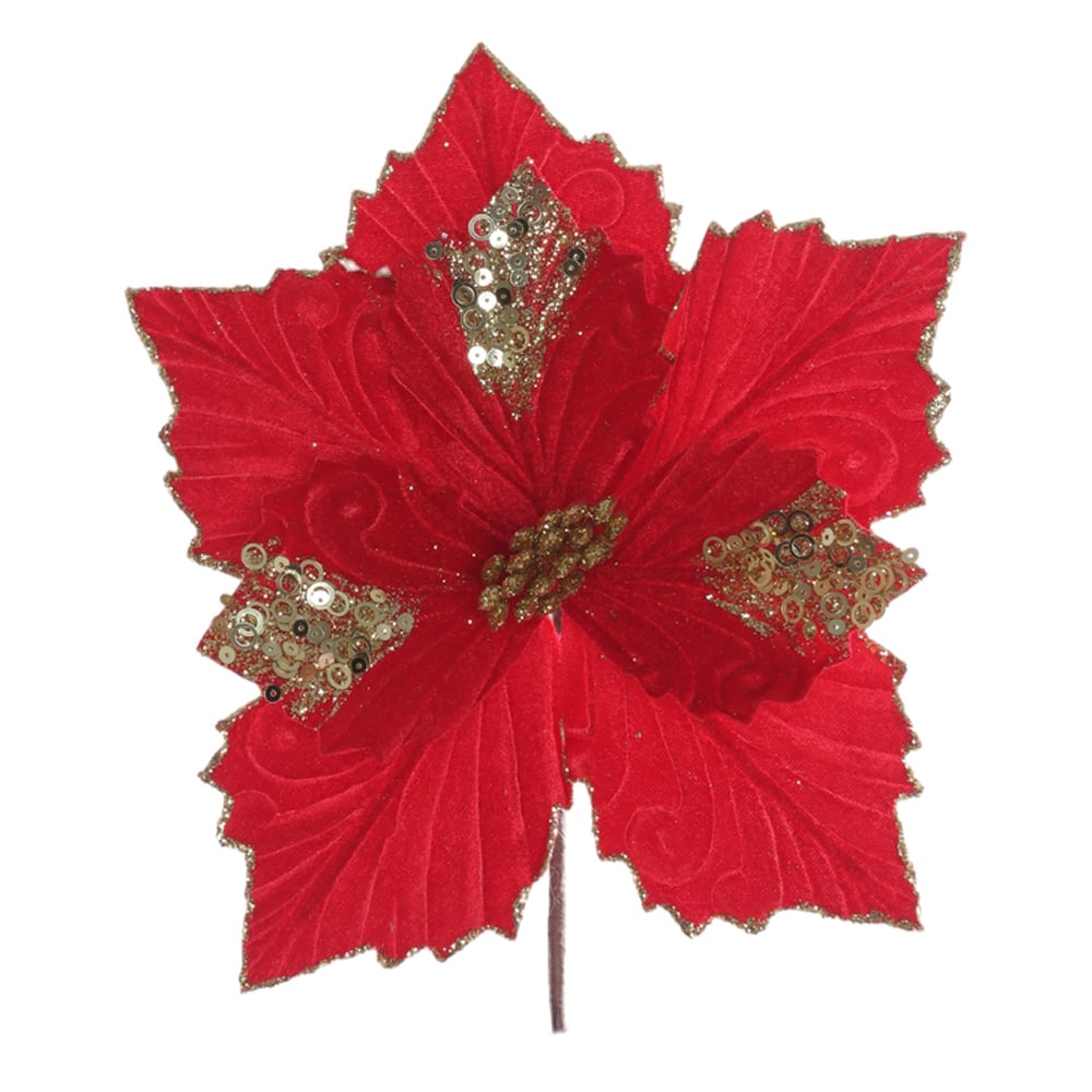 H.BICO DE PAPAGAIO NATAL AVELUDADO (VERMELHO GLITTER DOURADO) 25cm 20d 8P