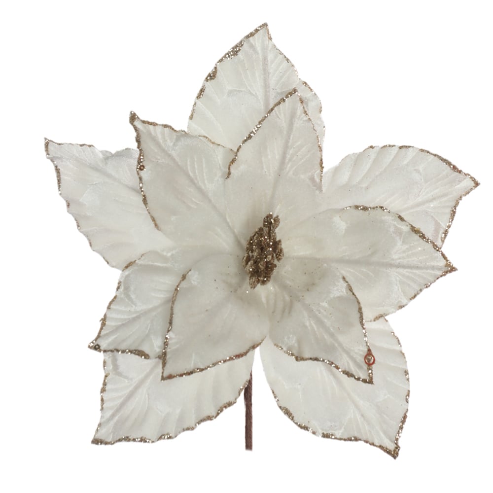 H.BICO DE PAPAGAIO NATAL AVELUDADO (OFF WHITE GLITTER CHAMPANHE) 25cm 24d 11P