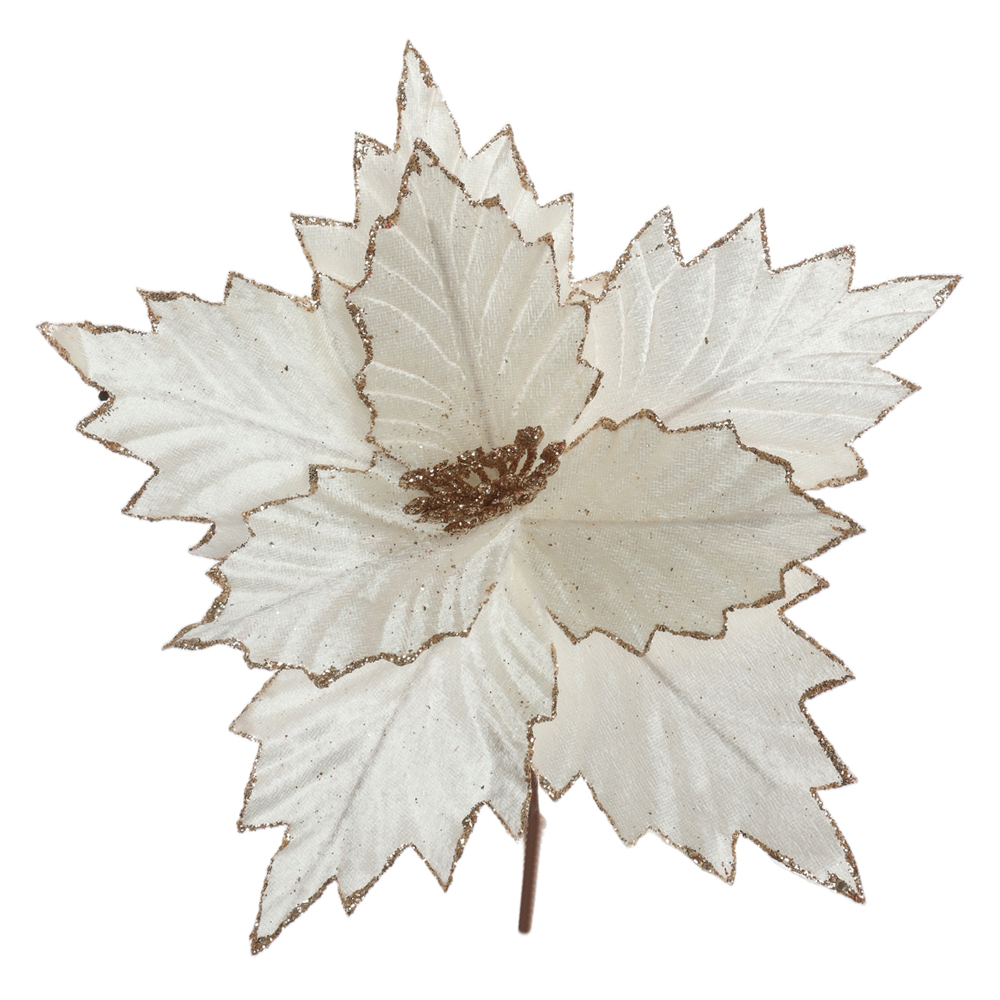 H.BICO DE PAPAGAIO NATAL AVELUDADO (OFF WHITE GLITTER CHAMPANHE) 25cm 26d 8P