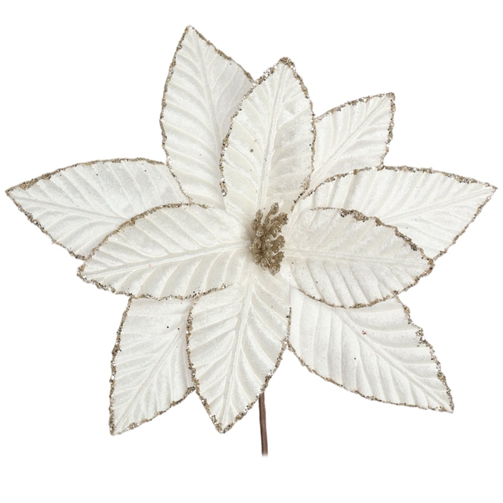 H.BICO DE PAPAGAIO NATAL AVELUDADO (OFF WHITE GLITTER CHAMPANHE) 25cm 28d 11P