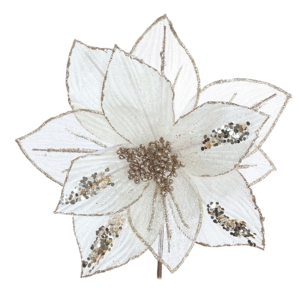 H.BICO DE PAPAGAIO NATAL AVELUDADO (OFF WHITE GLITTER CHAMPANHE) 25cm 22d 11P