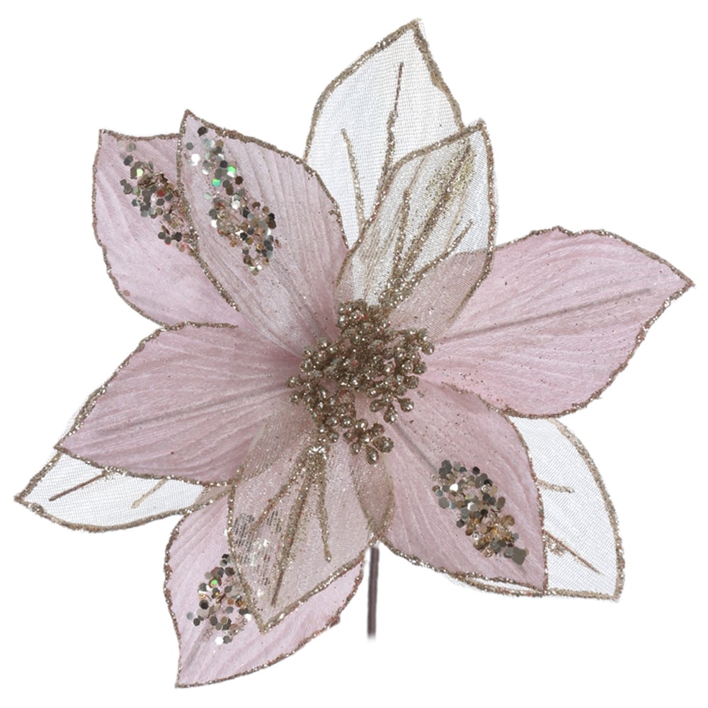 H.BICO DE PAPAGAIO NATAL AVELUDADO (ROSA CLARO GLITTER CHAMPANHE) 25cm 22d 11P